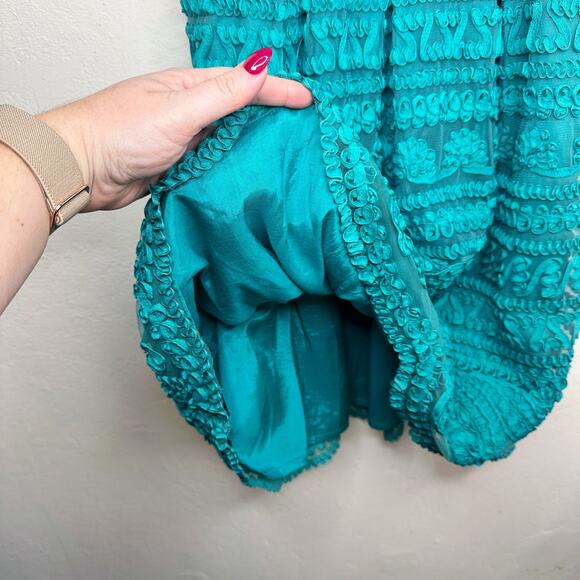 NWT Anthropologie Yoana Baraschi New Light Embroidered Teal Turquoise Dress 14 - Picture 11 of 16